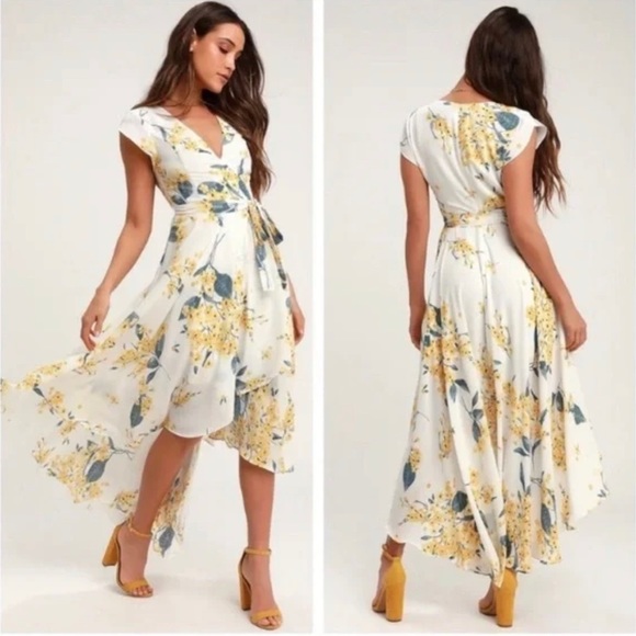 Lulus Dresses & Skirts - LULU’S French Countryside White and Yellow Floral Print High-Low Dress